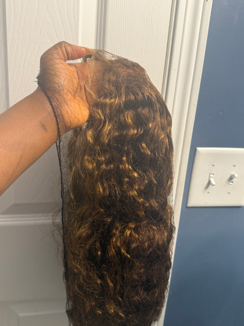 22 inch Ombre curly 2*4 Glueless Wig – Wet & Wavy | 100% Human Hair#ombre #colorwig #luxe #wig #100%