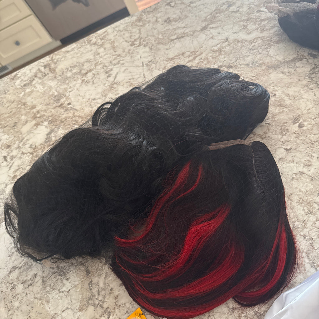 ❤️🖤 Black & Red Wig Deal ❤️🖤

Bundle includes:
• 13x4 26” Latisha Wig
• 13x4 8” Bob Wig

Both wigs are soft, full, and beginner friendly with a flawless look ✨
Perfect for switching between bold glam and classy bob styles 💋 Black and red wig deal #13*4